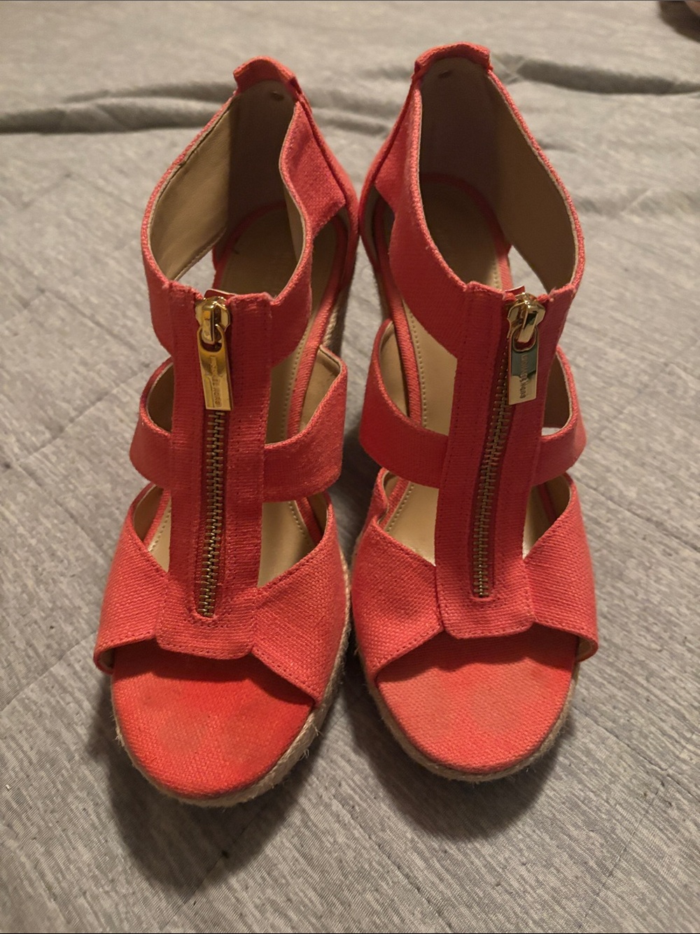 Michael Kors Coral Zip-Front Espadrille Wedge Sandals